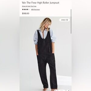 Free People High Roller Jumpsuit Size Medium Mineral Black
